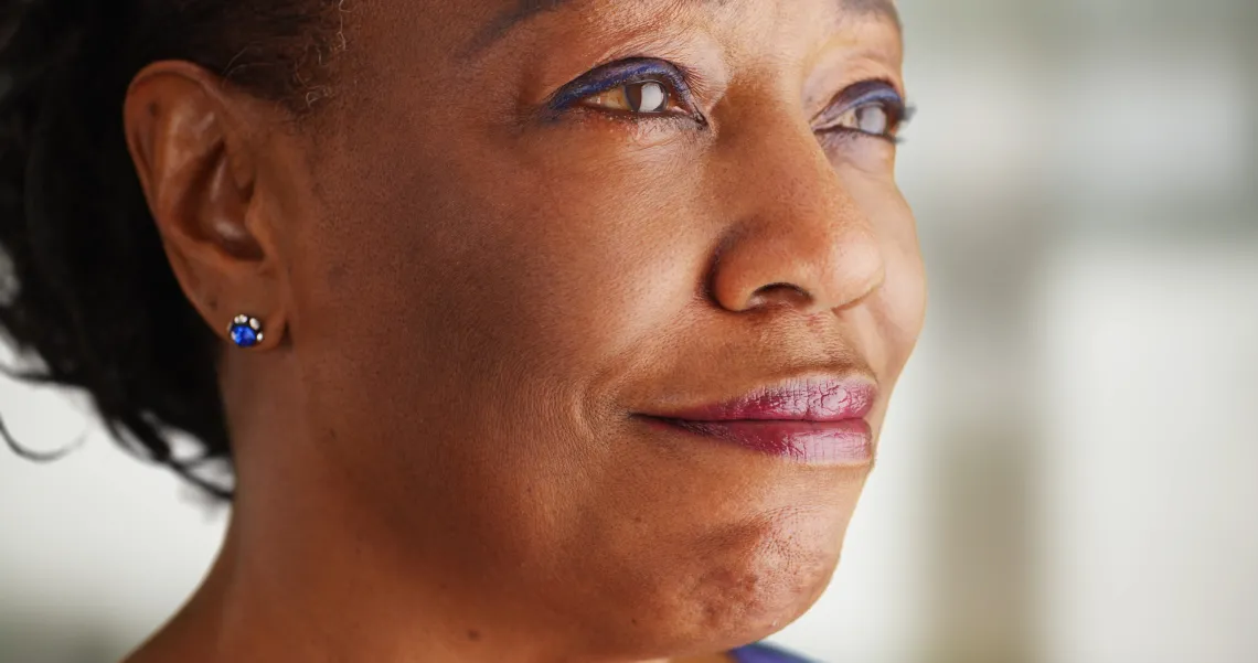 African American woman looking hopeful