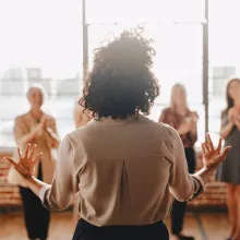 Woman leading group, support group, training